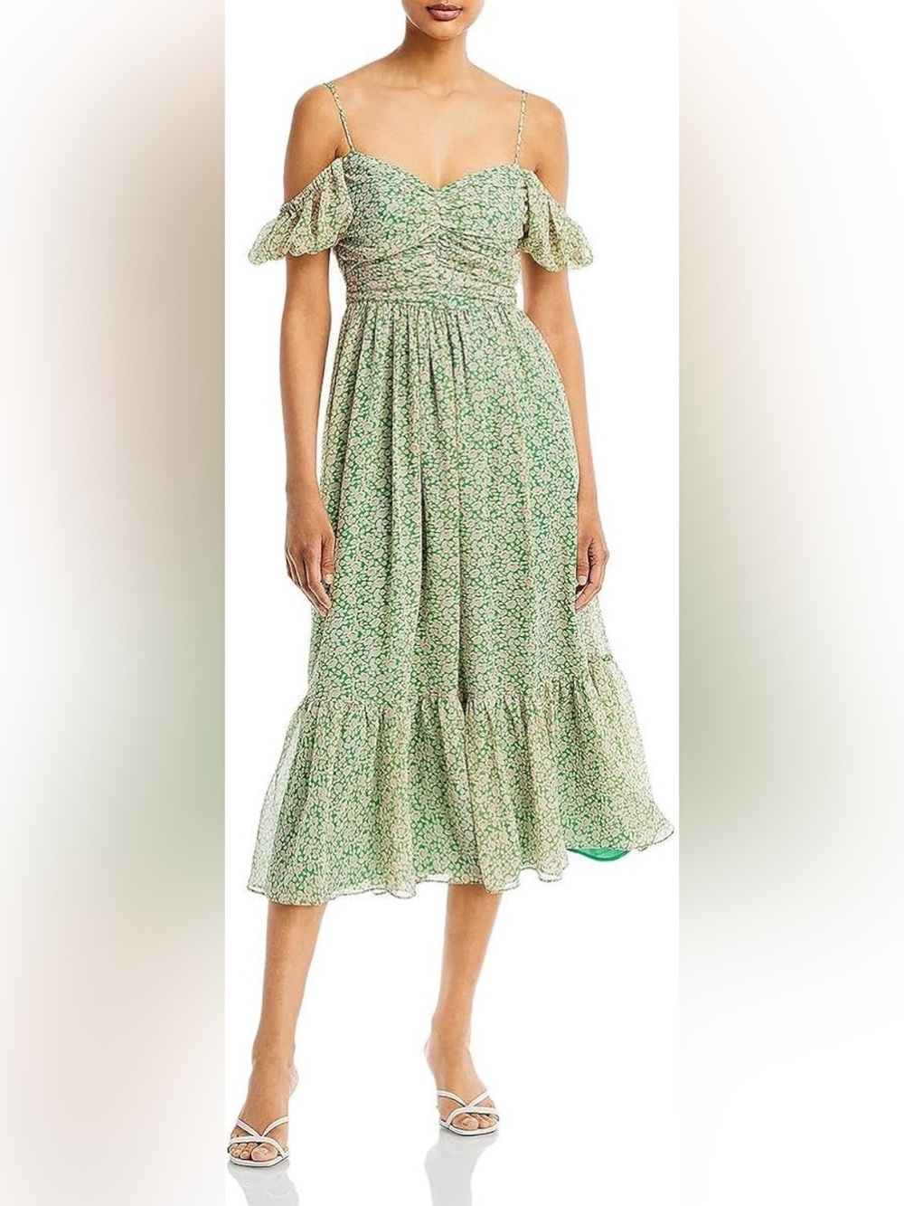 Bardot Fauna Midi Dress Green Floral Size 14 XXL Wedding Guest Summer
